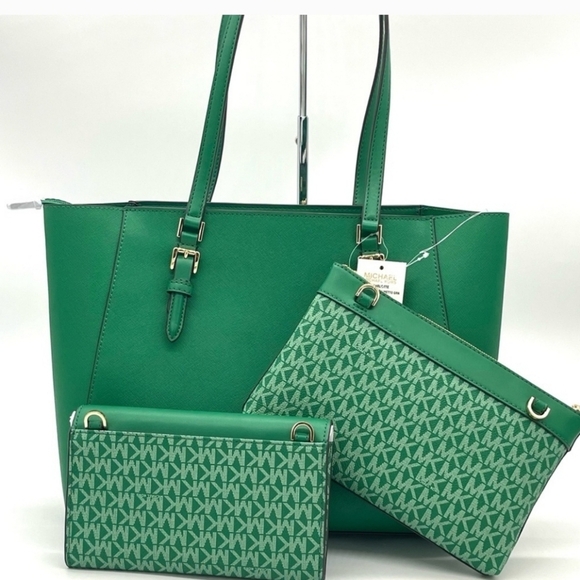 🔹️Michael Kors 🔹️Green Large Charlotte 3 in 1 Convertible Tote Bag ✨️💚 - Picture 6 of 12